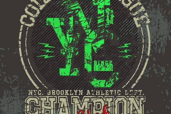 复古风格纽约布鲁克林冠军裁片印花服装印花设计