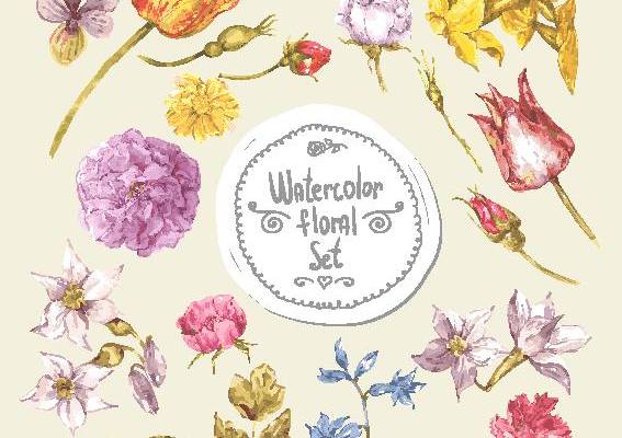 多彩水彩花卉裁片印花服装印花设计