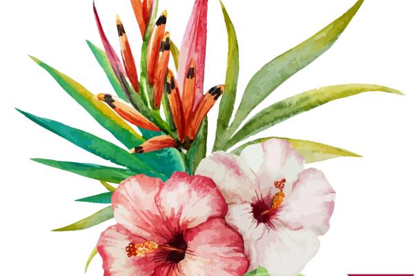 水彩风格花卉裁片印花服装印花设计