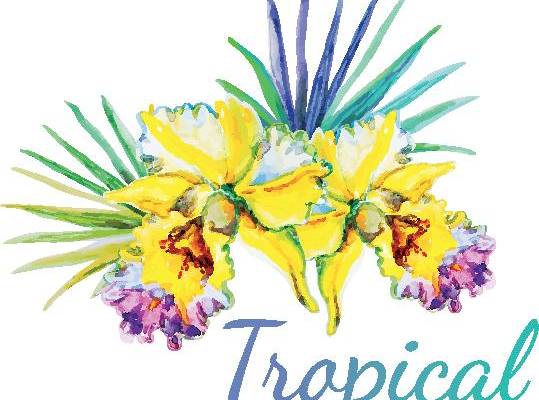 热带风情水彩花卉裁片印花服装印花设计