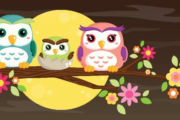 可爱卡通猫头鹰裁片印花服装，增添童趣与活力