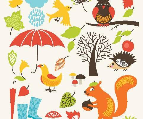 秋季自然元素裁片印花服装印花设计