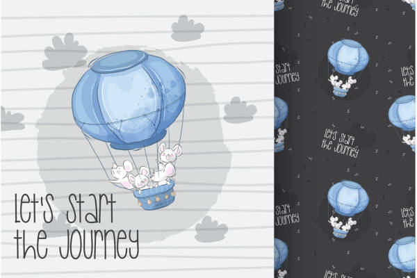 可爱卡通热气球裁片印花服装印花设计