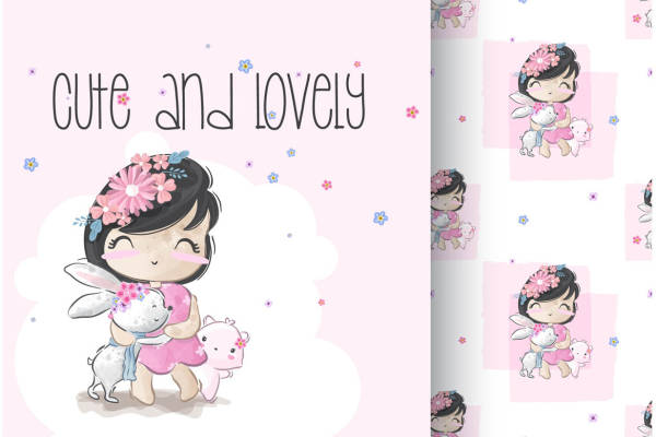 可爱卡通风格儿童服装印花裁片设计