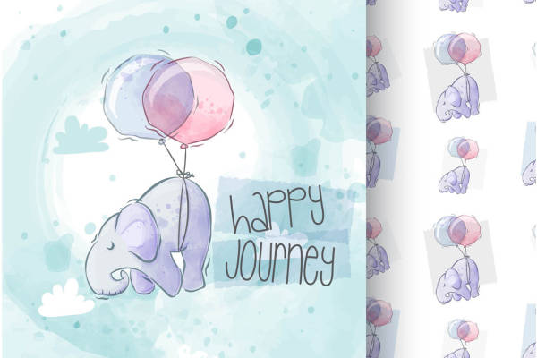 梦幻气球小象裁片印花服装,开启快乐旅程