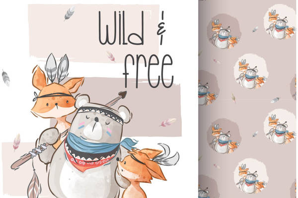 可爱动物裁片印花服装，展现自然野性之美