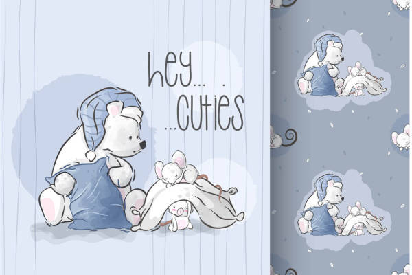 可爱北极熊裁片印花服装 温馨家庭风格设计