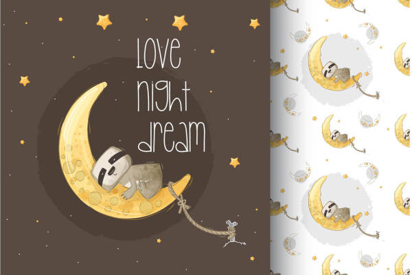 梦幻月夜熊猫裁片印花服装,温馨可爱风格,适合儿童和家庭装