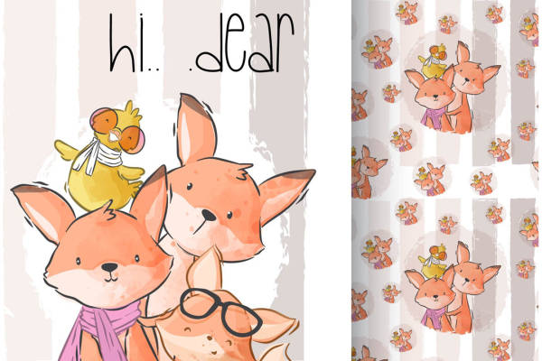 可爱卡通狐狸裁片印花服装，增添活力与趣味