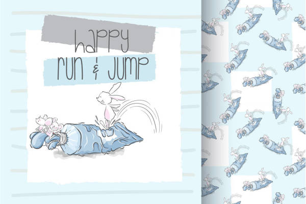 可爱兔子裁片印花服装,春日活力满满的服装印花设计