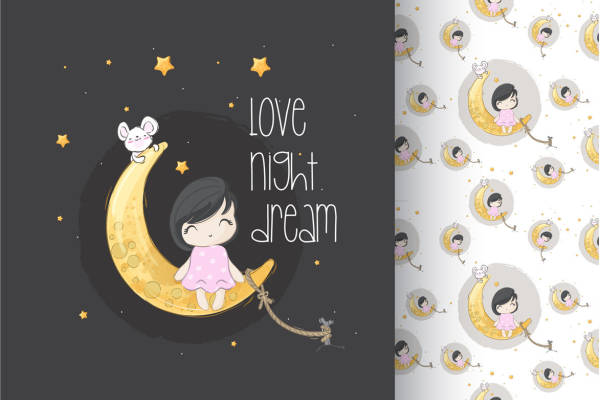 梦幻月亮主题裁片印花服装印花设计