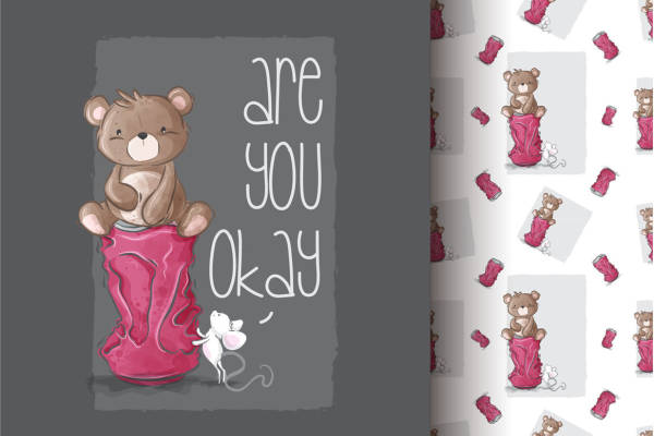 可爱卡通熊裁片印花服装印花设计