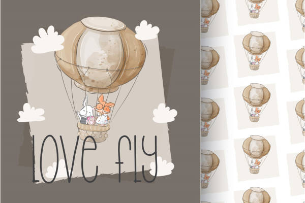 梦幻热气球裁片印花服装，温馨可爱动物图案服装印花设计