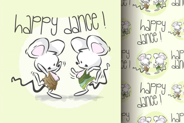 可爱卡通老鼠裁片印花服装 活泼快乐舞蹈主题服装印花