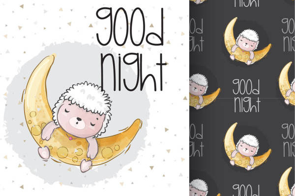 可爱绵羊月亮裁片印花服装，温馨夜用睡衣设计