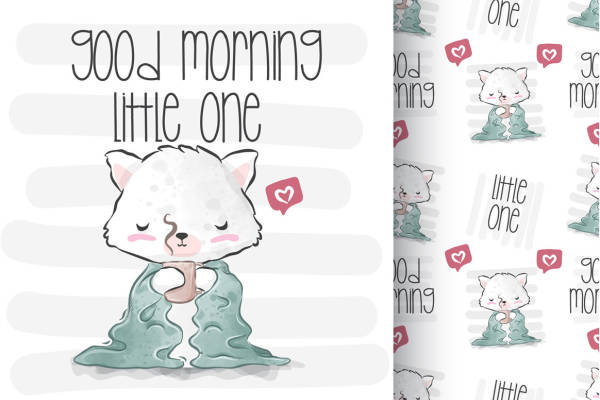 可爱动物裁片印花服装,温馨早安问候设计
