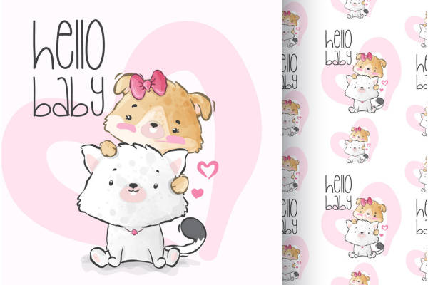 可爱卡通狗狗裁片印花服装印花设计