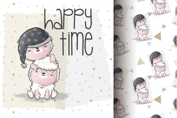 可爱卡通小猪裁片印花服装 时尚休闲风格服装印花设计