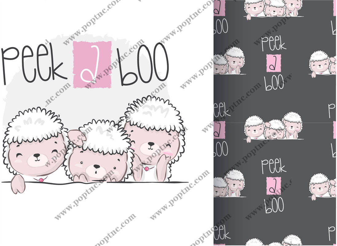 可爱卡通小羊裁片印花服装印花设计