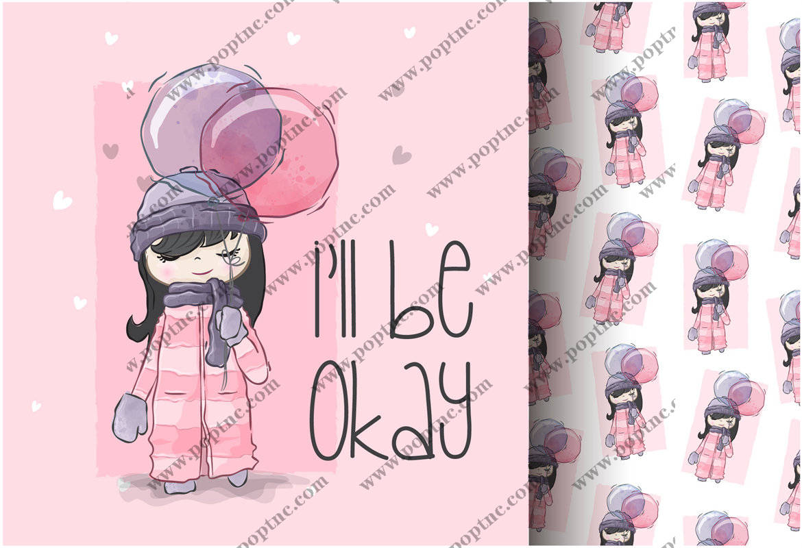 可爱卡通风格裁片印花服装 粉色系温暖治愈系服装印花设计