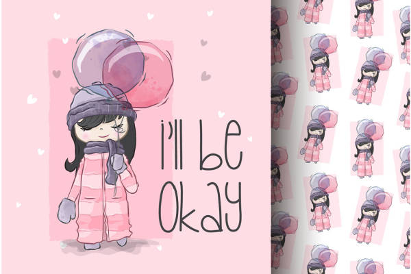 可爱卡通风格裁片印花服装 粉色系温暖治愈系服装印花设计