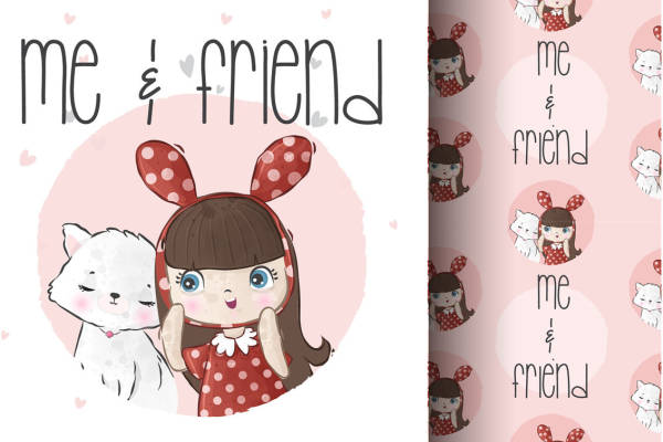 可爱卡通裁片印花服装印花设计,适合儿童和宠物的时尚搭配