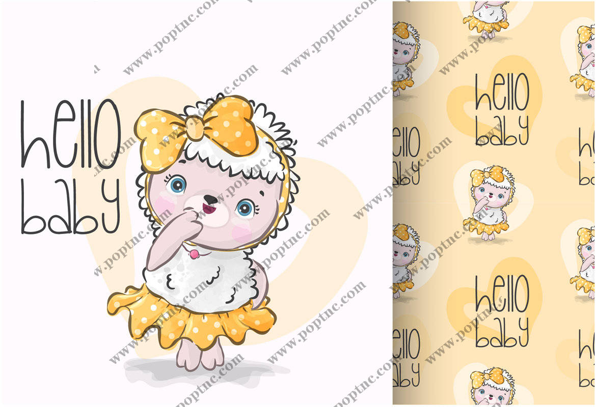 可爱卡通小羊裁片印花服装 儿童时尚服装印花设计