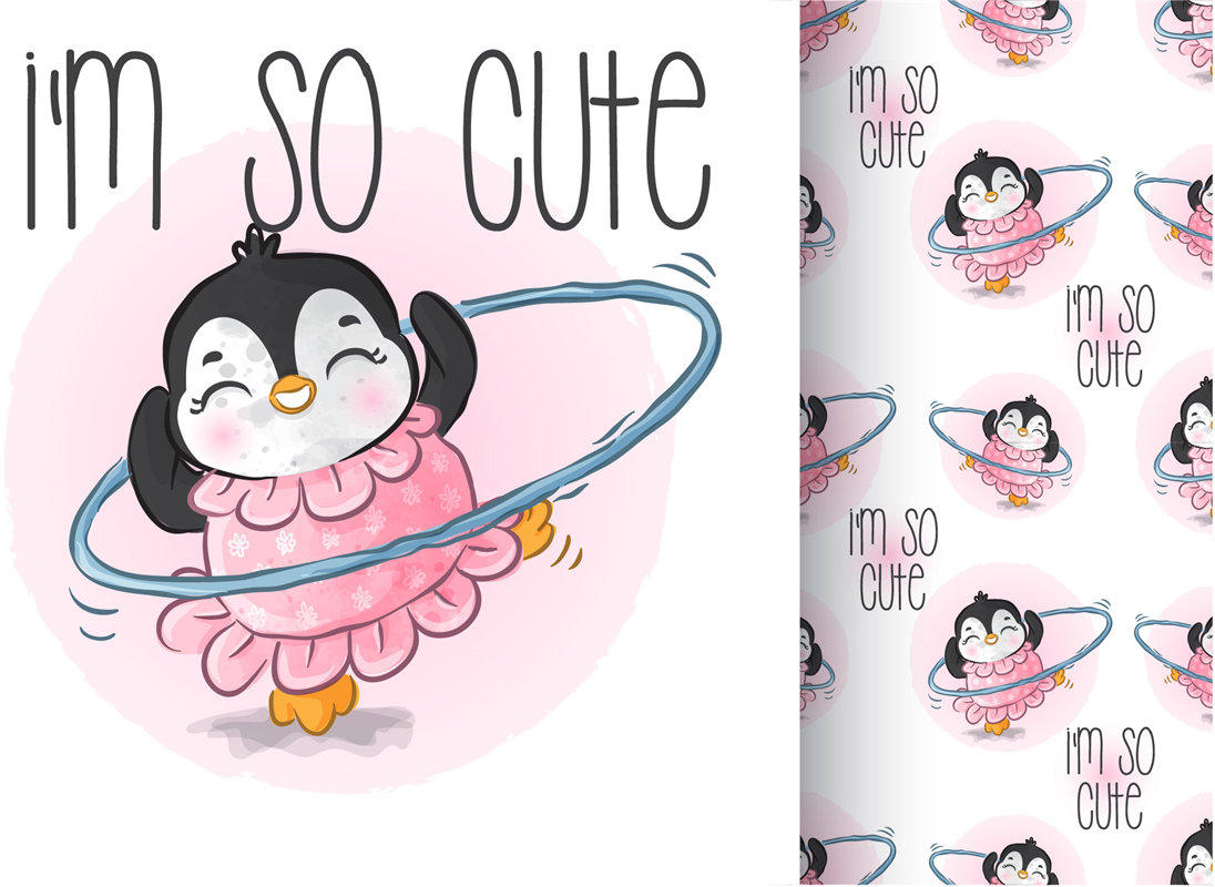 可爱企鹅芭蕾舞裁片印花服装,展现童趣时尚