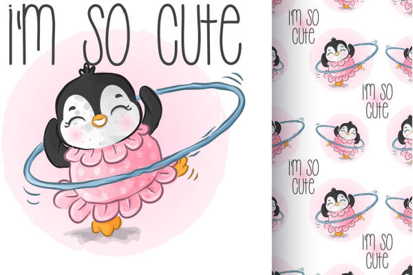 可爱企鹅芭蕾舞裁片印花服装,展现童趣时尚