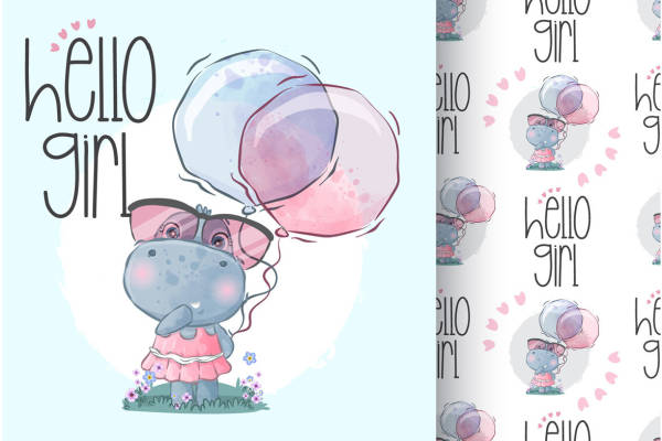 可爱卡通河马裁片印花服装,适合女孩的时尚选择