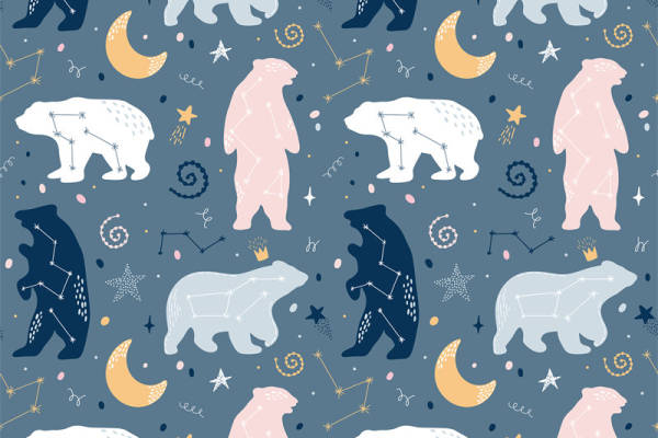 梦幻北极熊星座图案面料印花服装印花设计