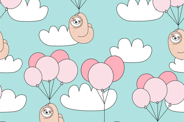 可爱卡通动物热气球服装印花面料设计