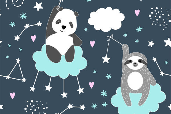 可爱动物星座服装印花面料设计