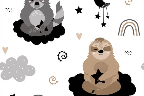 可爱动物主题面料印花，儿童服装印花设计