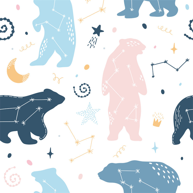 梦幻北极熊星座图案服装印花面料设计