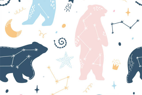 梦幻北极熊星座图案服装印花面料设计