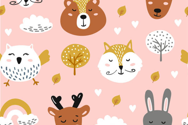 可爱动物图案面料印花 温馨风格服装印花设计
