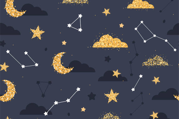 梦幻夜空星座图案服装印花面料设计