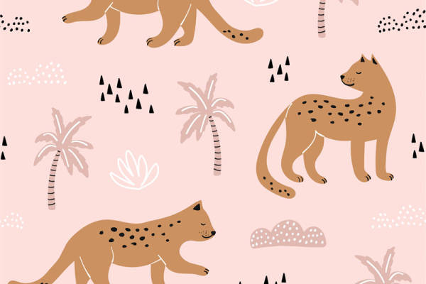 可爱豹纹图案面料印花，时尚服装印花设计