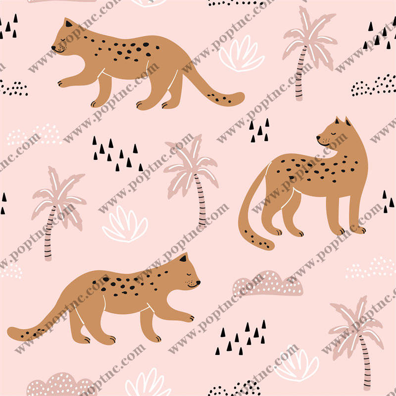 可爱豹纹图案面料印花,时尚服装印花设计
