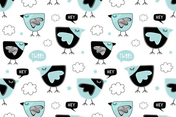 时尚可爱小鸟图案面料印花服装印花设计