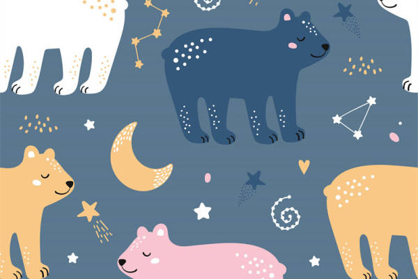 梦幻星空动物图案服装印花面料设计