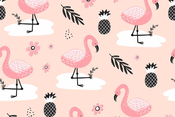 夏日清新风格火烈鸟面料印花服装印花设计