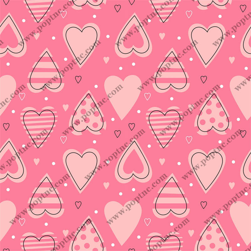 可爱粉色心形图案面料印花服装印花设计