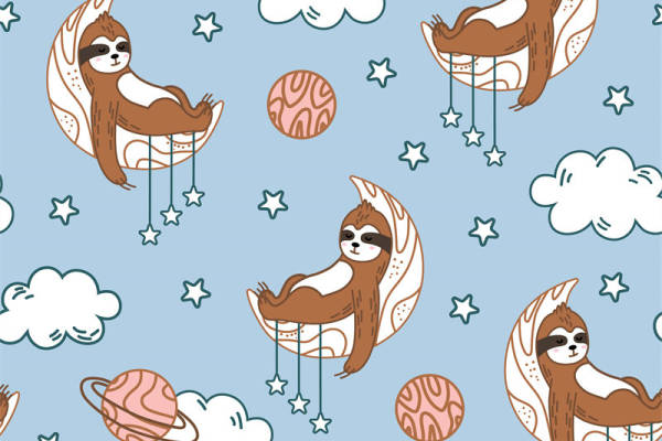 梦幻可爱动物主题面料印花,儿童服装印花设计