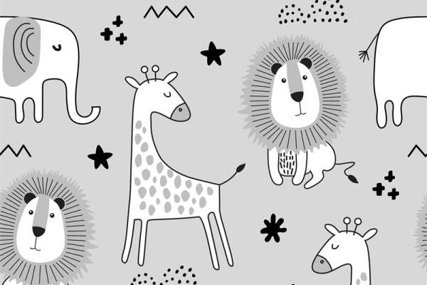 可爱卡通动物图案面料印花,儿童服装印花设计