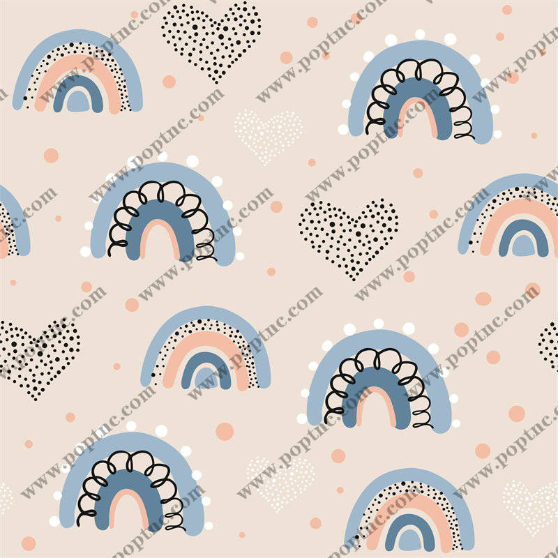 可爱彩虹心形图案面料印花服装印花设计