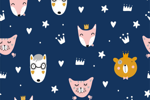 可爱动物主题面料印花,儿童服装印花设计