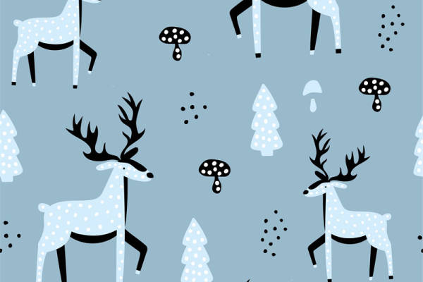冬季森林麋鹿服装印花面料设计