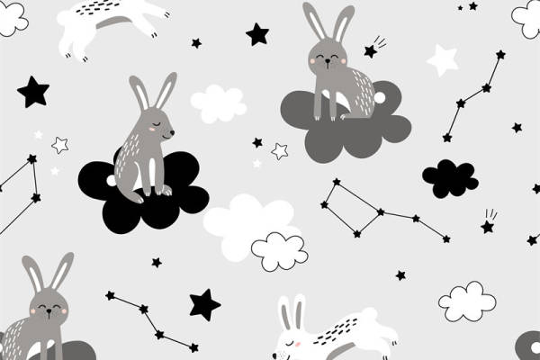 梦幻兔子星座服装印花面料设计